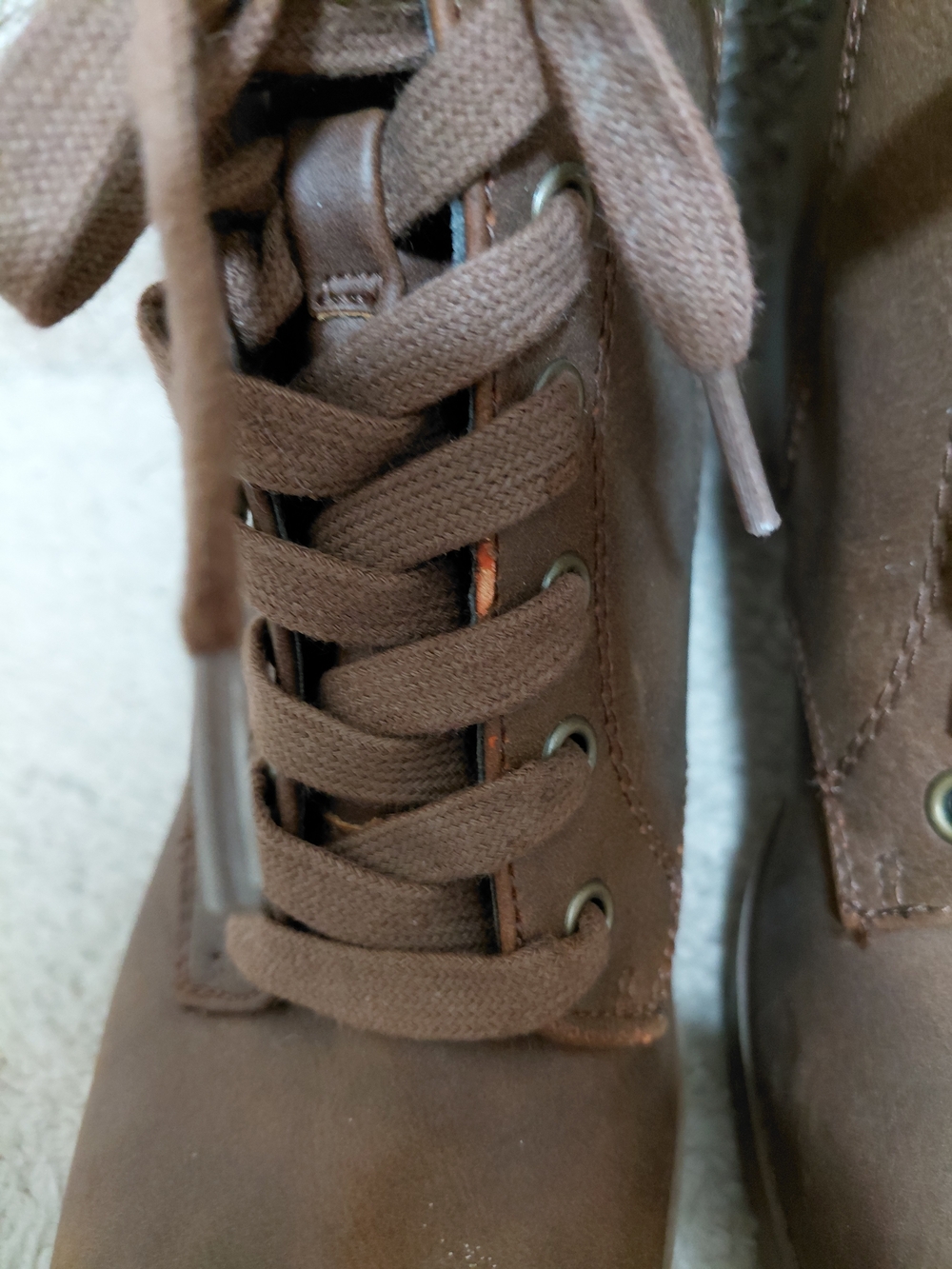 Time and Tru Brown Lace-Up Platform Ankle Boots - Picture 7 of 9